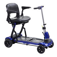 ZooMe Flex Ultra Compact Folding Travel 4 Wheel Scooter, Blue