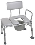 Padded Seat Transfer Bench with Commode Opening